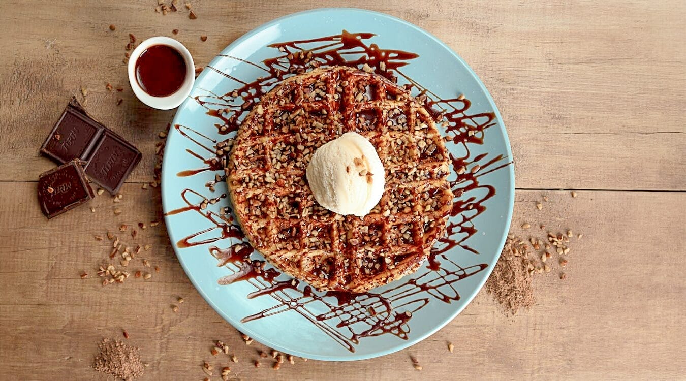 A plate of Oatmeal Nut Waffles