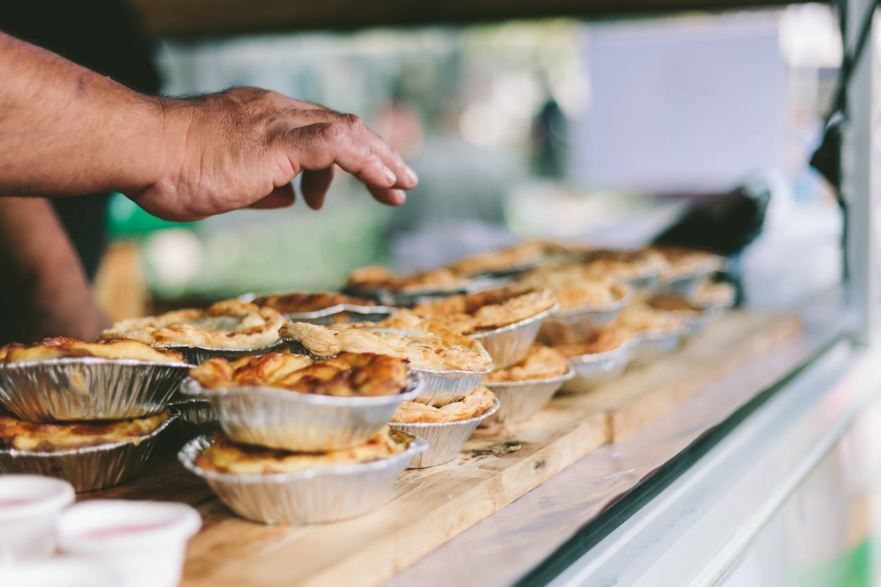 Mini pies stacked on top of each other.