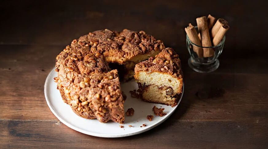 Coffee Cake being sliced