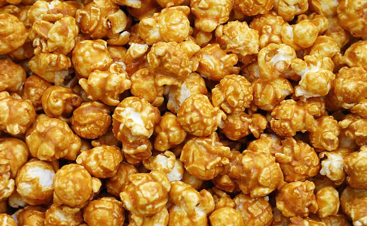 Delicious bag of caramel popcorn.