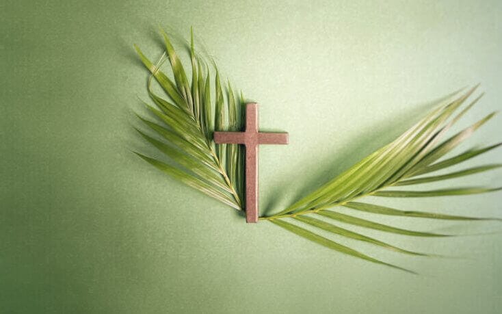 Cross on a green background